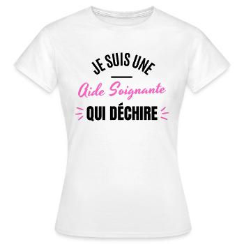 JE SUIS UNE AIDE SOIGNANTE QUI DECHIRE - T-shirt Femme - blanc - Devant - AI Model Female 172 dark (172cm)