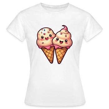 Lächelnde Eiskreation - Frauen T-Shirt - Weiß - Vorne - AI Model Female 172 dark (172cm)