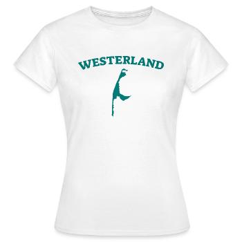Westerland - Sylt - Nordsee - Anker - Möwe - Insel - Frauen T-Shirt - Weiß - Vorne - AI Model Female 172 dark (172cm)