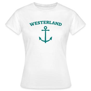 Westerland - Sylt - Mer du Nord - Ancre - Mouette - Île - T-shirt Femme - blanc - Devant - AI Model Female 172 dark (172cm)