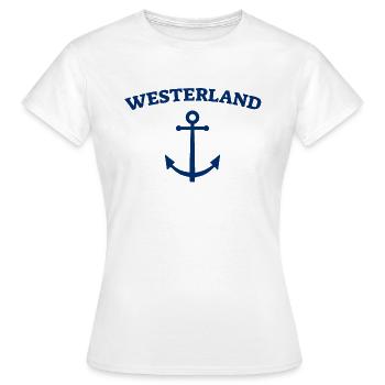 Westerland - Sylt - Mer du Nord - Ancre - Mouette - Île - T-shirt Femme - blanc - Devant - AI Model Female 172 dark (172cm)