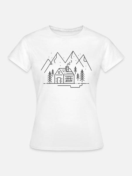 Berge mit Berghütte - Frauen T-Shirt - Weiß