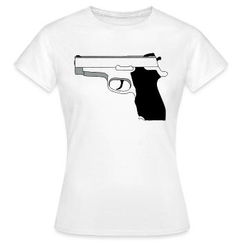 Pistole - Frauen T-Shirt - Weiß - Vorne - AI Model Female 172 dark (172cm)