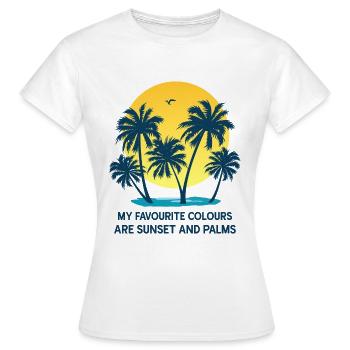 palmiers coucher de soleil d’été mer couleurs préférées - T-shirt Femme - blanc - Devant - AI Model Female 172 dark (172cm)