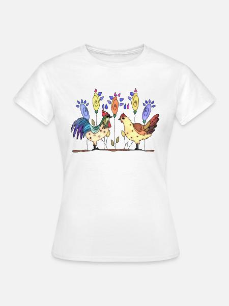Henne und Hahn - Frauen T-Shirt - Weiß