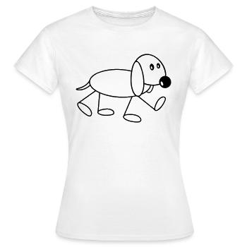 Dog stick figure walks cute walks comic - Women's T-Shirt - white - Front - AI Model Female 172 dark (172cm)