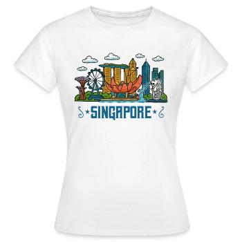 Singapour City Skyline Singapour - T-shirt Femme - blanc - Devant - AI Model Female 172 dark (172cm)