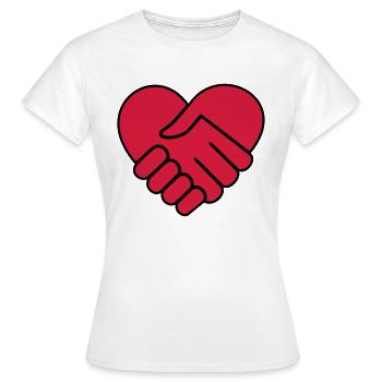 Main dans la main coeur rouge - T-shirt Femme - blanc - Devant - AI Model Female 172 dark (172cm)