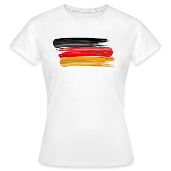 Drapeau national de l'Allemagne sport de football - T-shirt Femme - blanc - Devant - AI Model Female 172 dark (172cm)