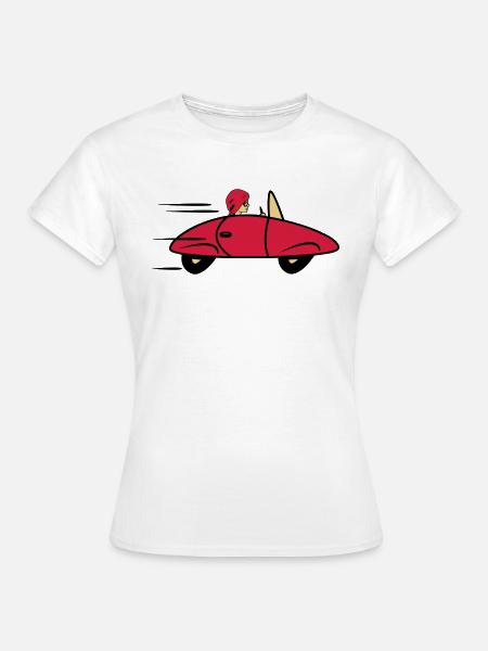 Auto Sportwagen schnell Frau Wagen - Dame-T-shirt - hvid