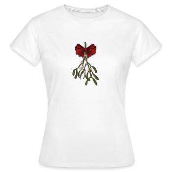 Mistel mit einem roten Bogen, Feiertage, Weihnacht - Frauen T-Shirt - Weiß - Vorne - AI Model Female 172 dark (172cm)