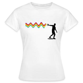 Street Art Regenbogen Sprayer - Frauen T-Shirt - Weiß - Vorne - AI Model Female 172 dark (172cm)