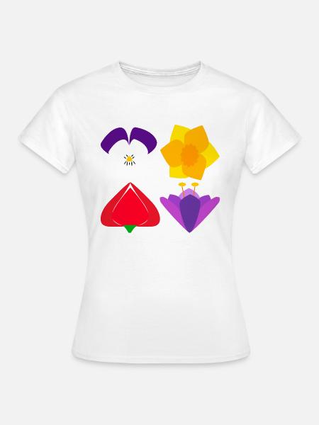 Vier Frühlingsblumen - Frauen T-Shirt - Weiß