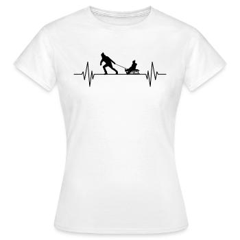 Luge, battement de cœur, luge, sports d’hiver - T-shirt Femme - blanc - Devant - AI Model Female 172 dark (172cm)