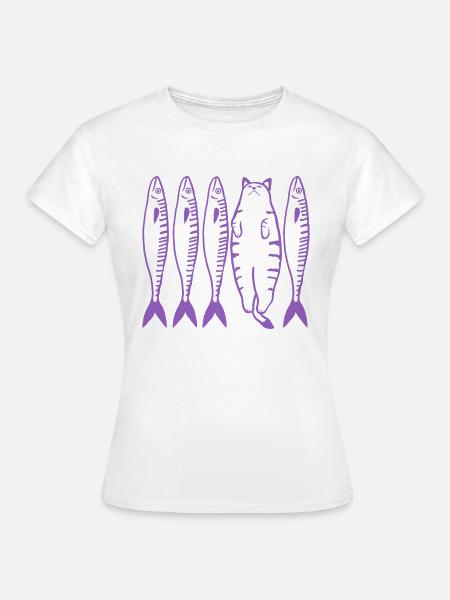 Die lila Katze - Frauen T-Shirt - Weiß