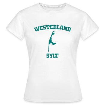 Westerland - Sylt - Nordsee - Anker - Möwe - Insel - Frauen T-Shirt - Weiß - Vorne - AI Model Female 172 dark (172cm)