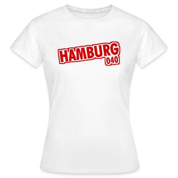 Hamburg - 040 - Hansestadt - Alster - Elbe - Frauen T-Shirt - Weiß - Vorne - AI Model Female 172 dark (172cm)