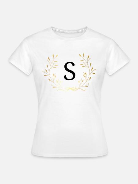 Buchstaben s Gold Blumenkrone - Frauen T-Shirt - Weiß