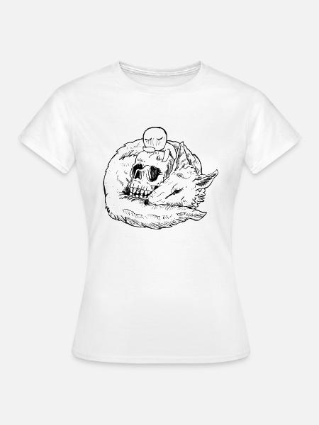 der Wolf und der Schädel - Frauen T-Shirt - Weiß