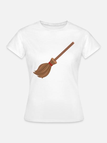 Halloween - Besen - Frauen T-Shirt - Weiß