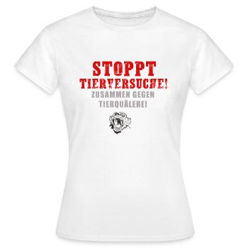 Stop à l’expérimentation animale, Ensemble contre la cruauté envers les animaux - T-shirt Femme - blanc - Devant - AI Model Female 172 dark (172cm)