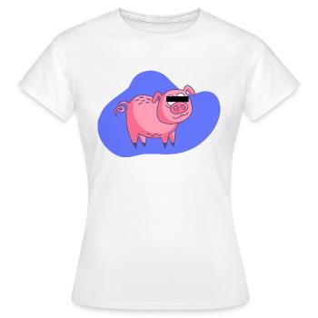 Cartoon Schwein - Frauen T-Shirt - Weiß - Vorne - AI Model Female 172 dark (172cm)