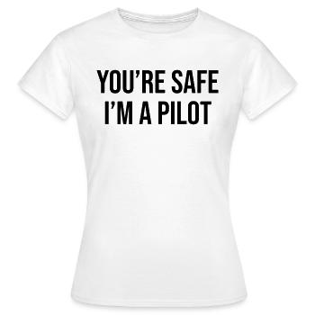 Vous êtes en sécurité - je suis pilote | Chemise Be Safe - T-shirt Femme - blanc - Devant - AI Model Female 172 dark (172cm)