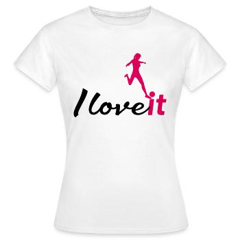 women soccer i love it - Frauen T-Shirt - Weiß - Vorne - AI Model Female 172 dark (172cm)