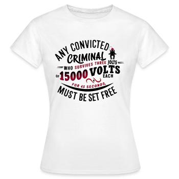 Justice électrique : liberté ou destin ? - T-shirt Femme - blanc - Devant - AI Model Female 172 dark (172cm)