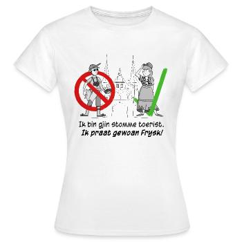 Ich bin kein dummer Tourist, ich rede nur Frysk! - Frauen T-Shirt - Weiß - Vorne - AI Model Female 172 dark (172cm)