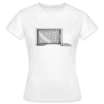 Fußball Tor Netz - Frauen T-Shirt - Weiß - Vorne - AI Model Female 172 dark (172cm)