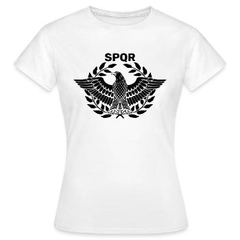 SPQR Adler Roman Flagge Wappen Reich - Frauen T-Shirt - Weiß - Vorne - AI Model Female 172 dark (172cm)