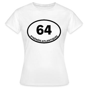 64 pyrénées-atlantiques - T-shirt Femme - blanc - Devant - AI Model Female 172 dark (172cm)