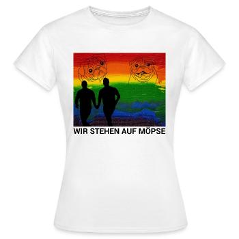 Möpse und Liebe - Eine unbeschwerte Zuneigung - Frauen T-Shirt - Weiß - Vorne - AI Model Female 172 dark (172cm)