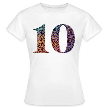 Leopard zum 10-jährigen Jubiläum - Frauen T-Shirt - Weiß - Vorne - AI Model Female 172 dark (172cm)