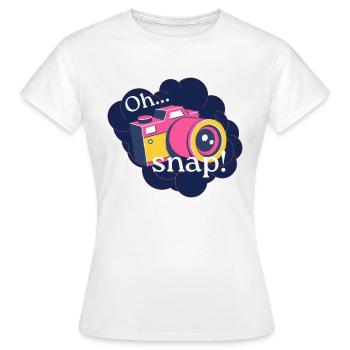 "oh snap!" - Women's T-Shirt - white - Front - AI Model Female 172 dark (172cm)