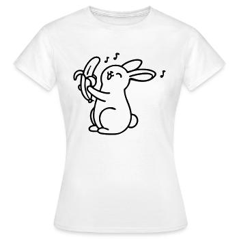 singender Hase mit Banane - Frauen T-Shirt - Weiß - Vorne - AI Model Female 172 dark (172cm)