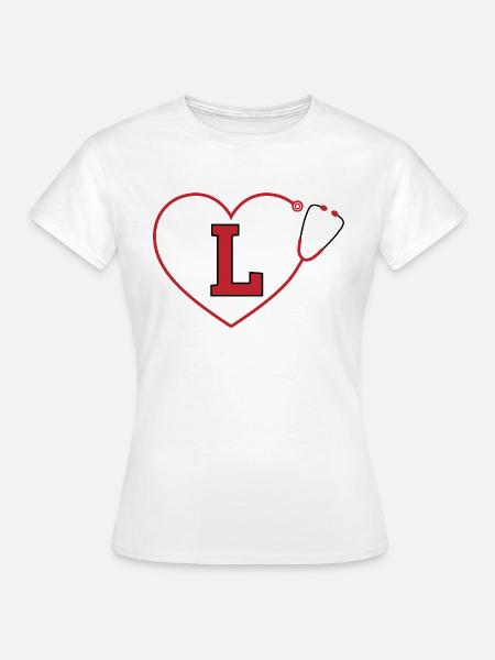 Buchstabe l Stethoskop - Frauen T-Shirt - Weiß