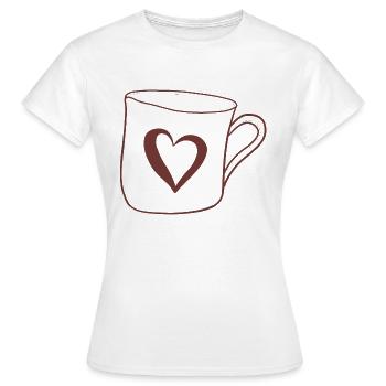 Becher mit Herz - Frauen T-Shirt - Weiß - Vorne - AI Model Female 172 dark (172cm)