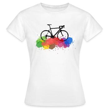 Rennrad Farbkleckse - Frauen T-Shirt - Weiß - Vorne - AI Model Female 172 dark (172cm)