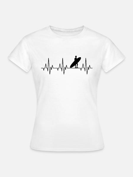 Herzschlag Surfing Surfer Surfboard Wellenreiten - Frauen T-Shirt - Weiß