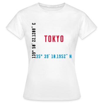 TOKYO - JAPAN - GPS COORDINATES / COORDINATES - Women's T-Shirt - white - Front - AI Model Female 172 dark (172cm)