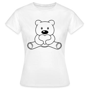 liebe herz baer suess niedlich sitzen klein comic - Frauen T-Shirt - Weiß - Vorne - AI Model Female 172 dark (172cm)