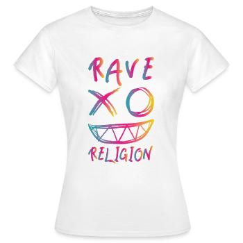 Rave religion - Women's T-Shirt - white - Front - AI Model Female 172 dark (172cm)