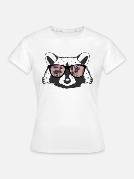Waschbär mit Sonnenbrille - Frauen T-Shirt - Weiß