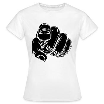 Zeigefinger mit Vector Hand - Frauen T-Shirt - Weiß - Vorne - AI Model Female 172 dark (172cm)