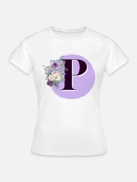 Buchstabe P Blumenkrone - Frauen T-Shirt - Weiß