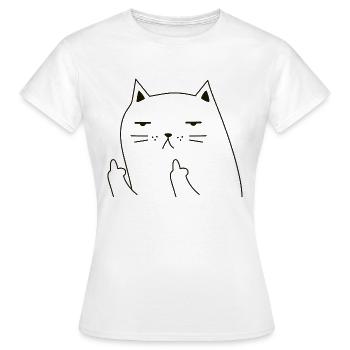 Chat Chat Majeur Geste - T-shirt Femme - blanc - Devant - AI Model Female 172 dark (172cm)