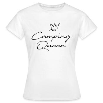 Camping Queen, Camping camperin - Frauen T-Shirt - Weiß - Vorne - AI Model Female 172 dark (172cm)
