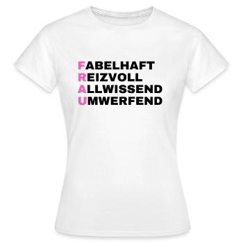 FRAU weiß - Frauen T-Shirt - Weiß - Vorne - AI Model Female 172 dark (172cm)